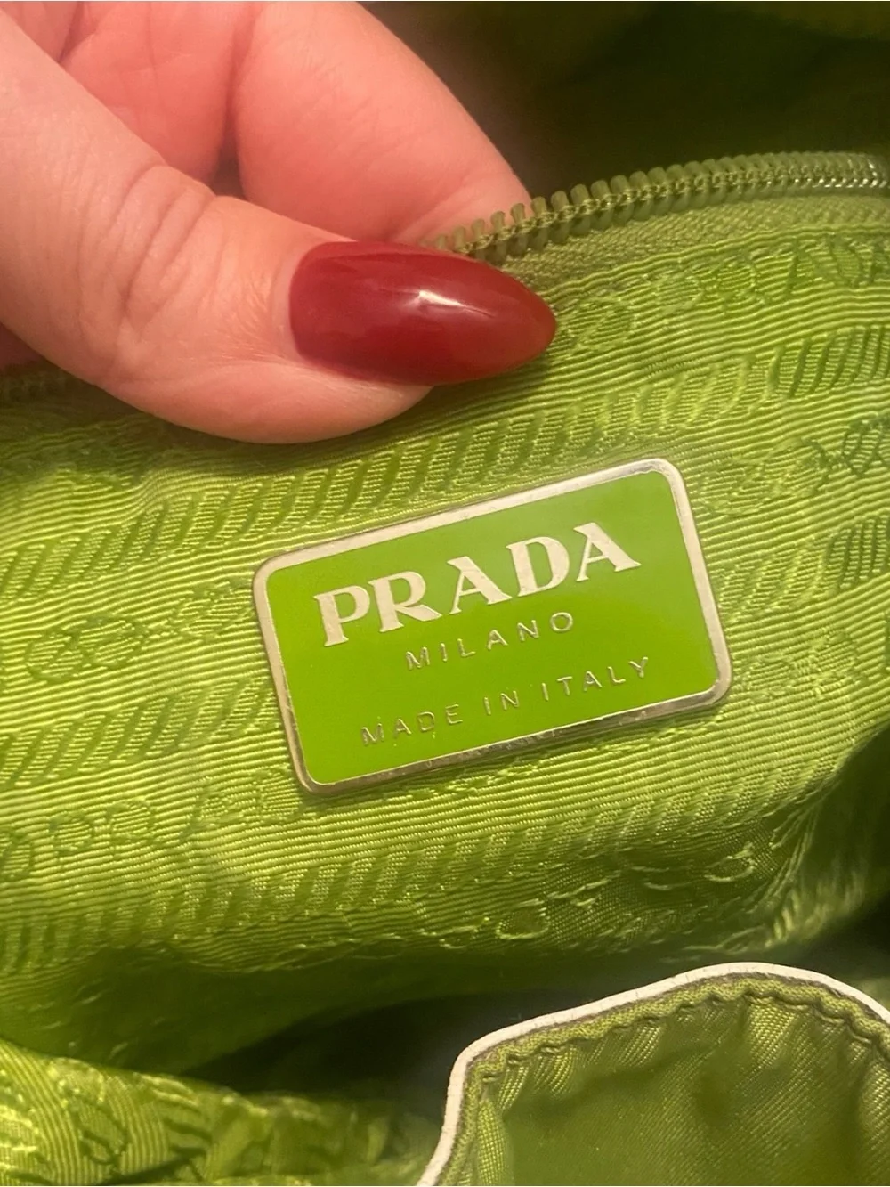 1999 Prada Lime Green Nylon Drawstring Backpack